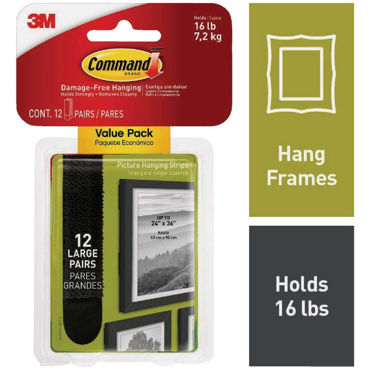 Command 16 Lb. Black Picture Hanging Strips Value Pack, 12 Sets of Strips Image 1