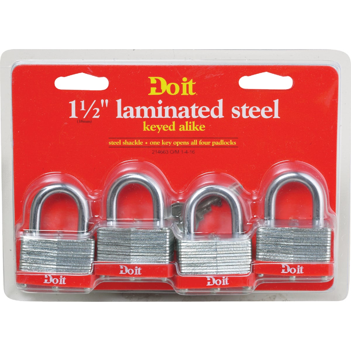 Do it 1-1/2 In. Warded Steel Keyed Padlocks (4-Pack) Image 2