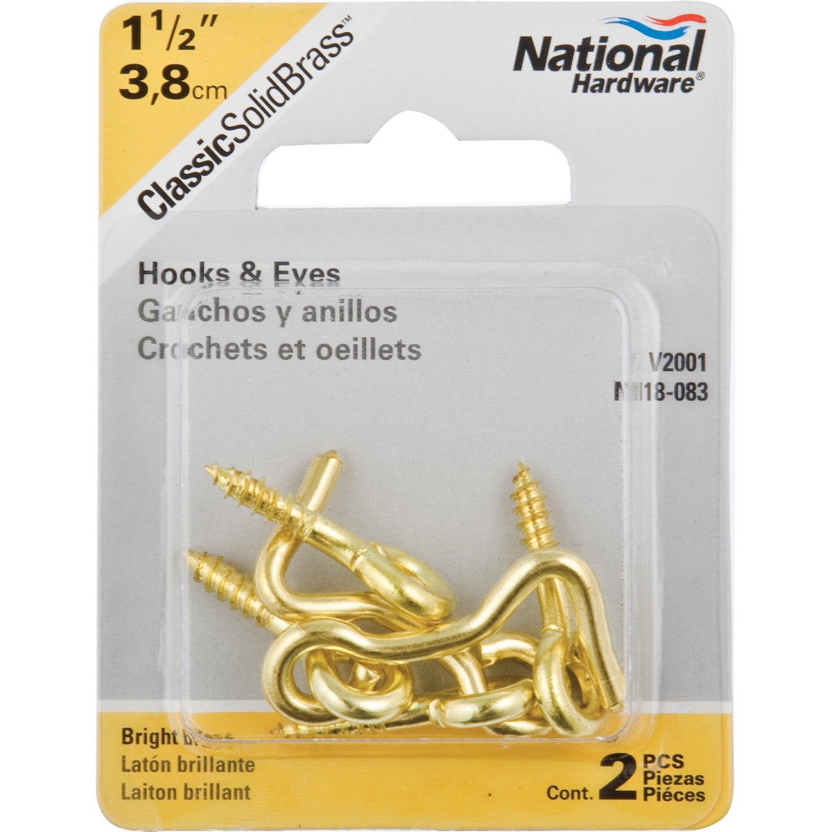 National Hardware Solid Brass 1-1/2 In. Hook & Eye Bolt (2 Ct.) Image 2