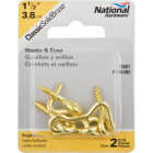 National Hardware Solid Brass 1-1/2 In. Hook & Eye Bolt (2 Ct.) Image 2