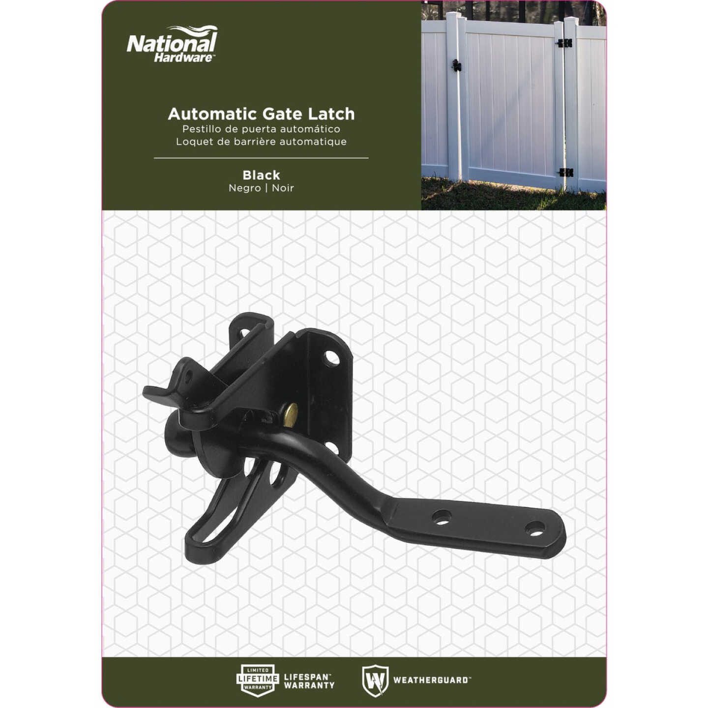 National Hardware Black Steel Automatic Gate Latch Image 2
