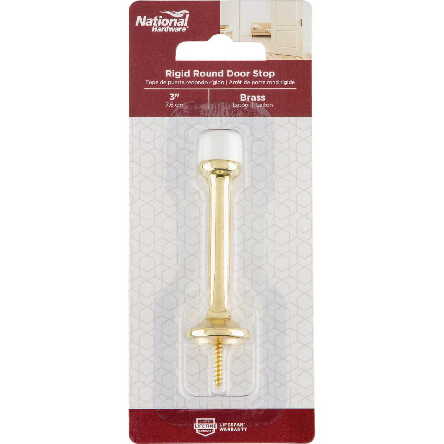 National Hardware 3 In. Brass Rigid Round Door Stop Image 2