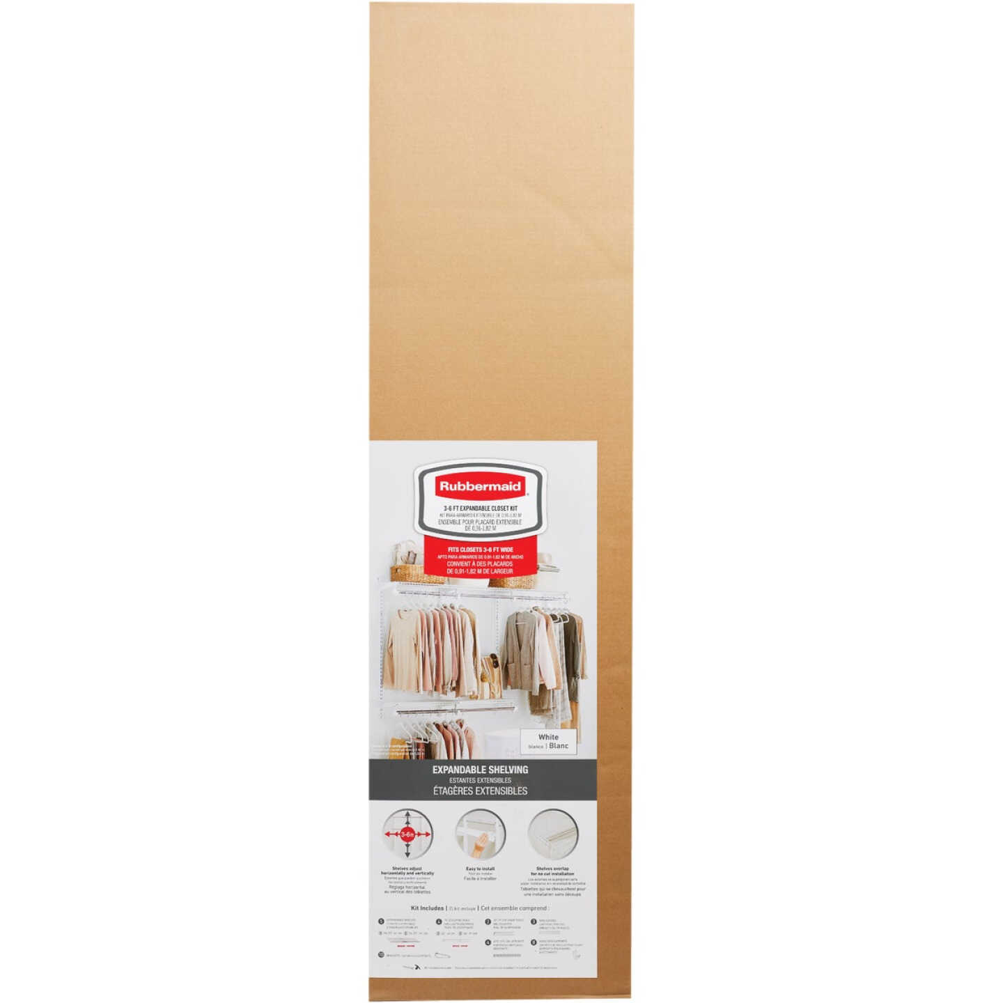Rubbermaid Configurations 3 Ft. to 6 Ft. No-Cut Adjustable Closet Kit Image 2