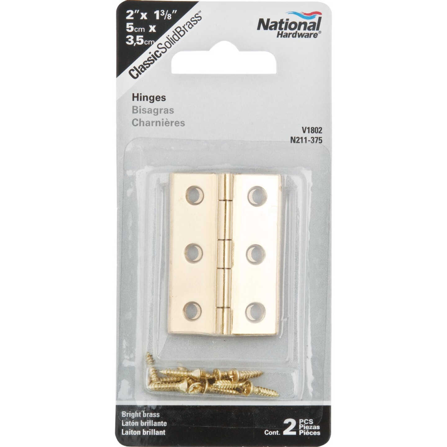 National Hardware 1-3/8 In. x 2 In. Brass Medium Decorative Hinge (2-Pack) Image 2