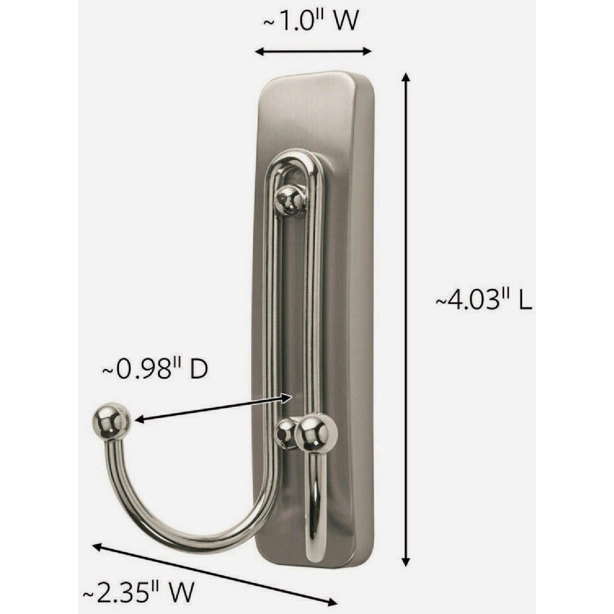Command Large Double Bath Hook, Satin Nickel, 2 Hooks, 2 Strips Image 2