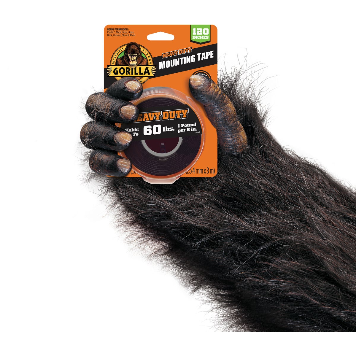 Gorilla 1 In. x 120 In. Black Heavy Duty Double-Sided Mounting Tape (60 Lb. Capacity) Image 2