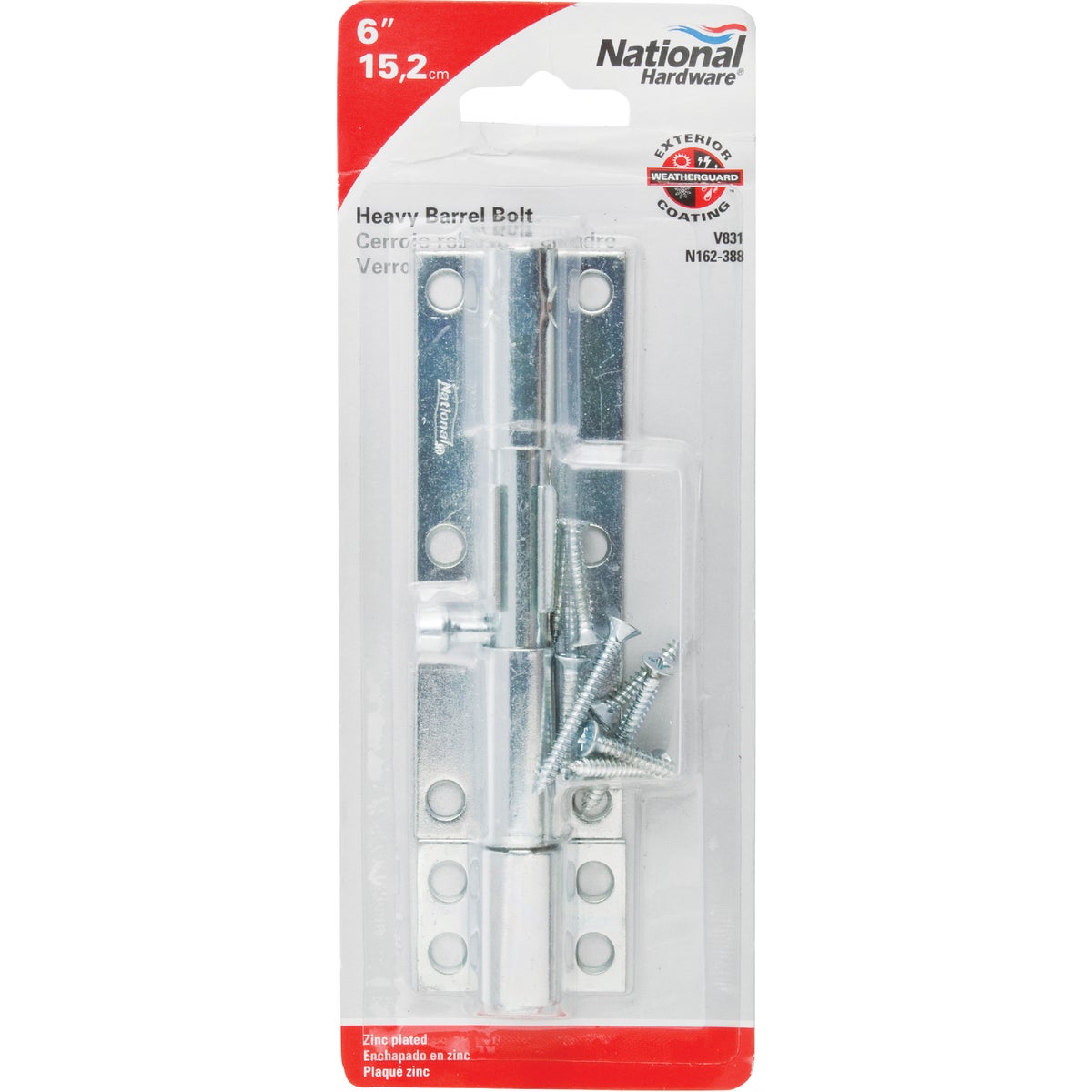 National Hardware 6 In. Zinc Heavy Barrel Bolt Image 2