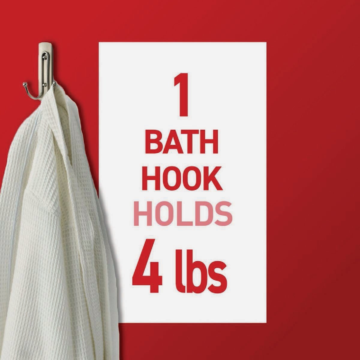 Command Large Double Bath Hook, Satin Nickel, 1 Hook, 1 Strip Image 3