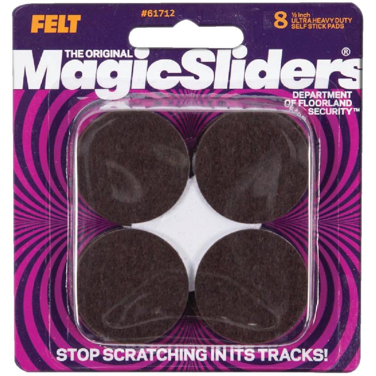 Magic Sliders 1-1/2 In. Round Brown Self-Adhesive Ultra Heavy-Duty Furniture Pad (8-Pack) Image 1