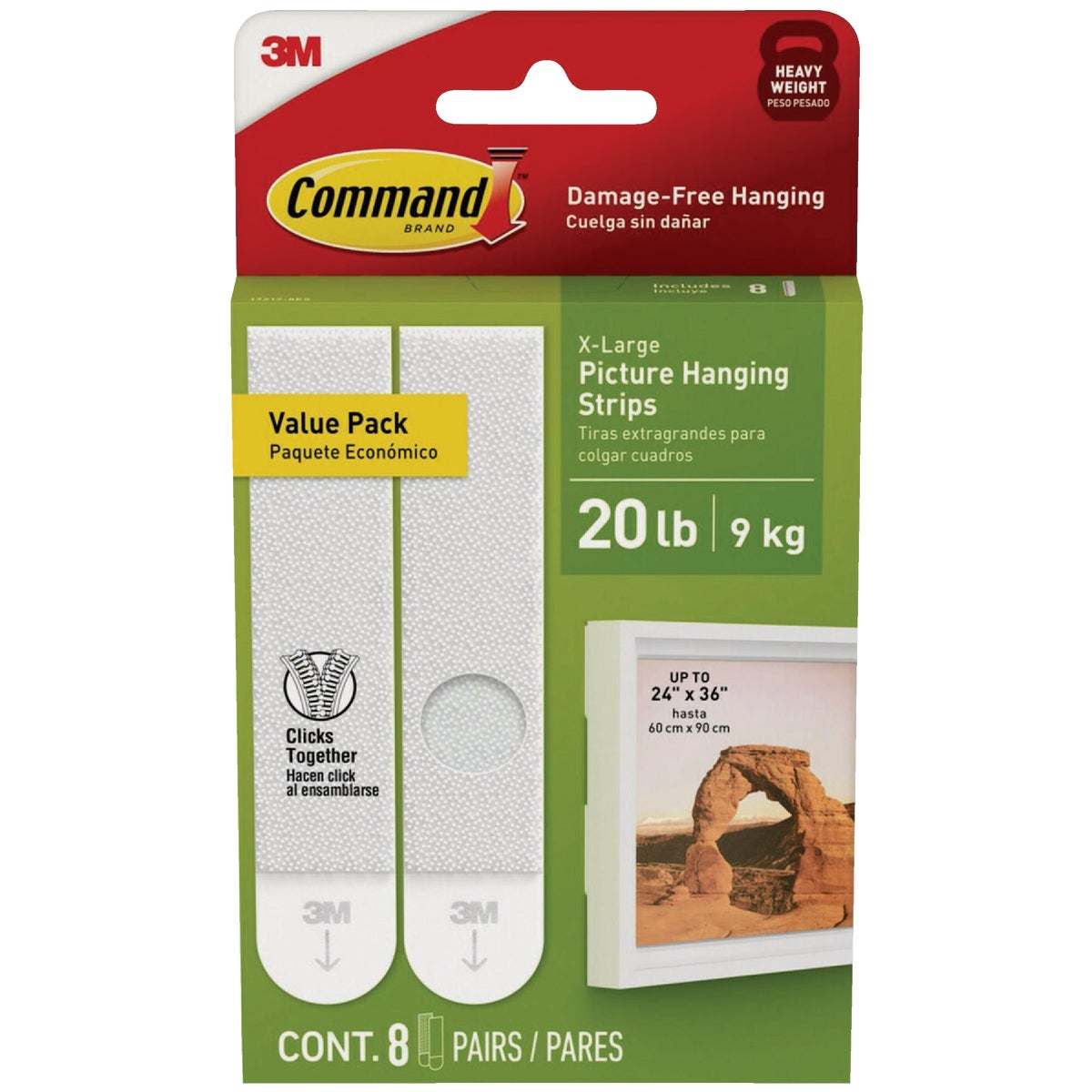 Command 20 Lb. White Picture Hanging Strips, 8 Pairs