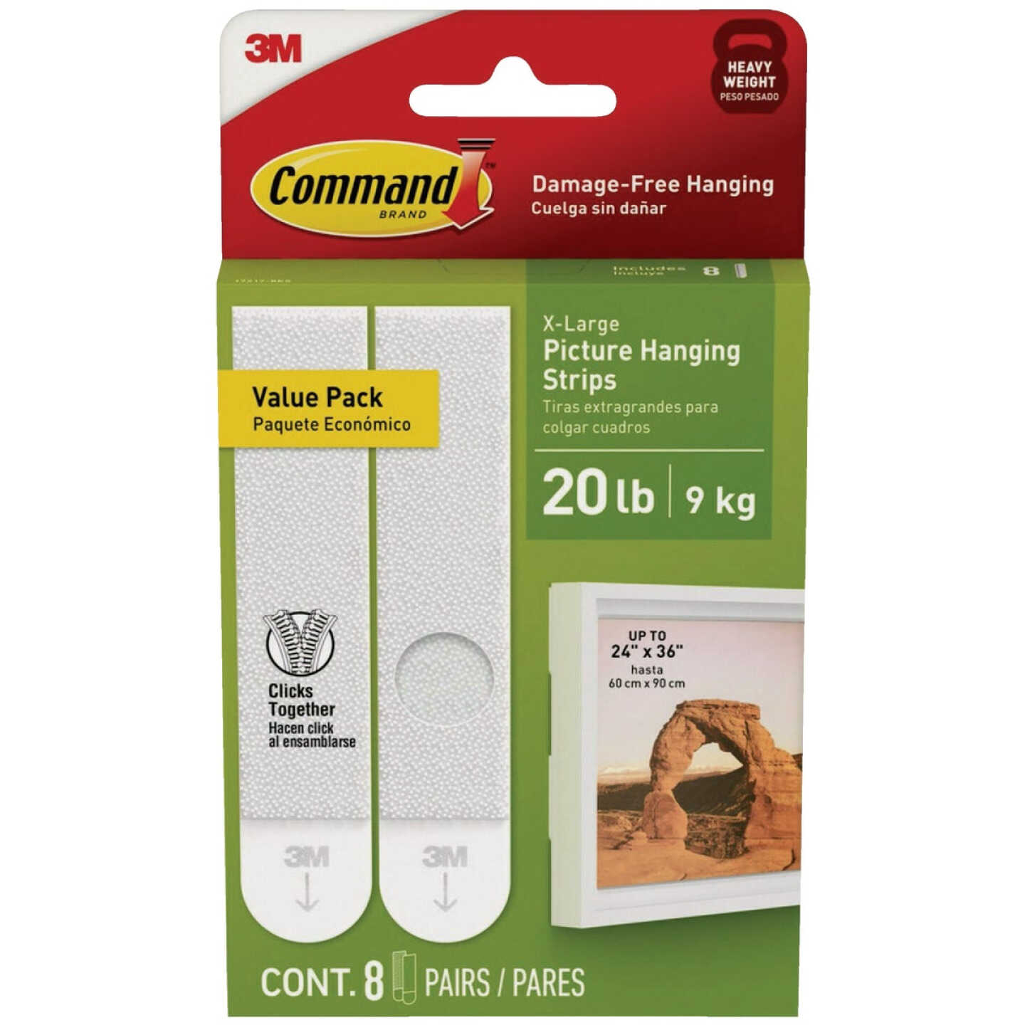 Command 20 Lb. White Picture Hanging Strips, 8 Pairs Image 1