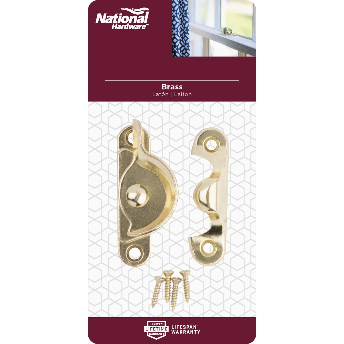 National Hardware Brass 7/8 In. Crescent Sash Lock Image 2