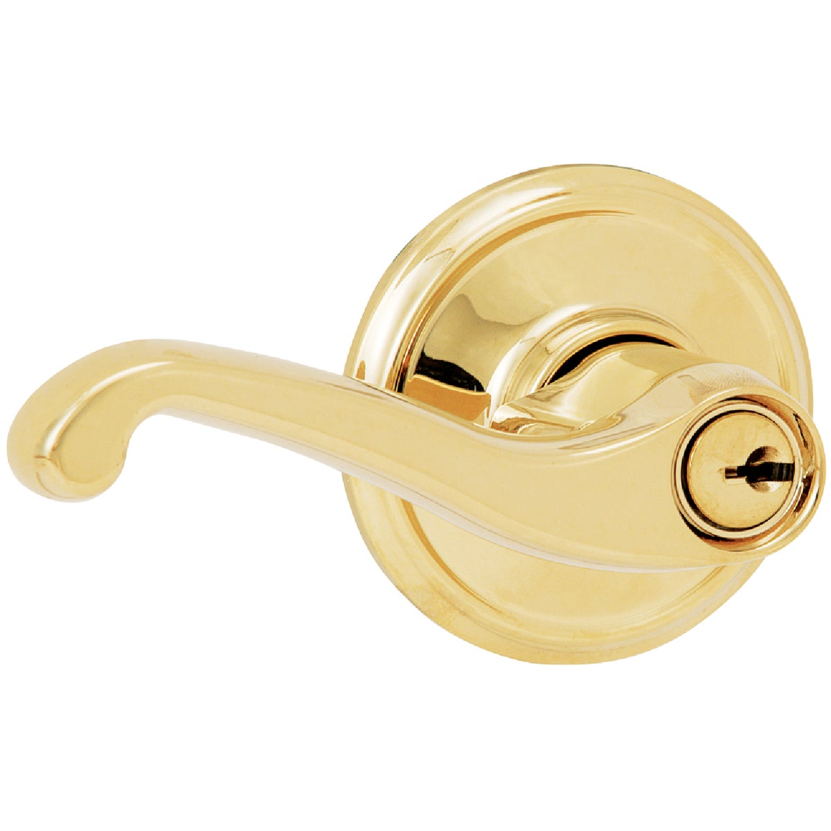 Schlage Flair Ultima Bright Brass Entry Door Lever Image 1