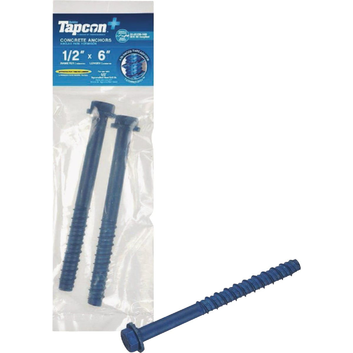 Tapcon 1/2 In. x 6 In. Hex Washer Concrete Screw Anchor (2-Count)