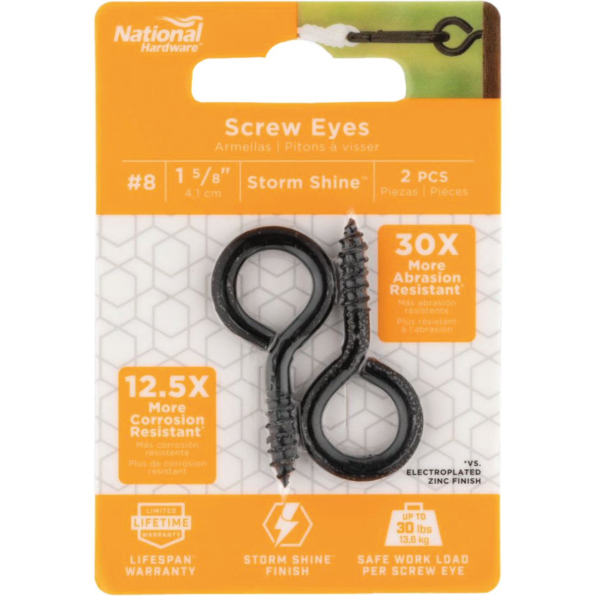 National Hardware 8 Lag Storm Shine Screw Eye (2-Count) Image 2