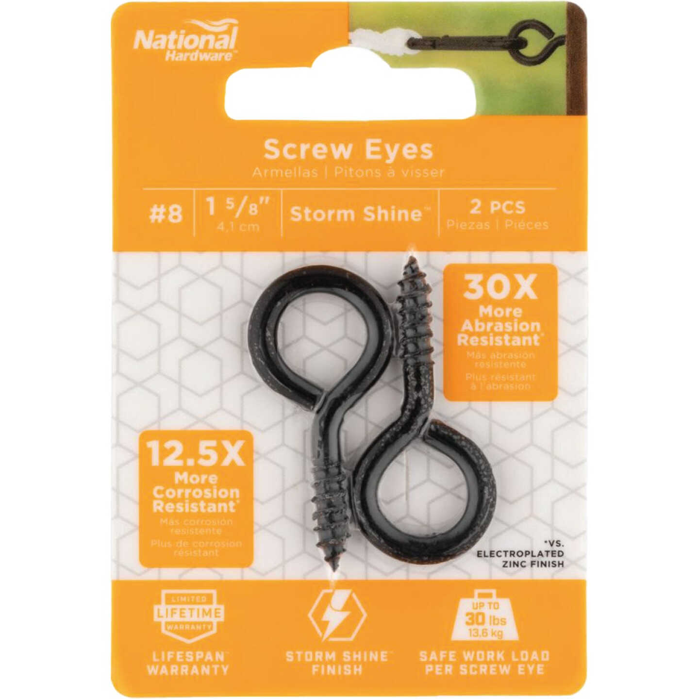 National Hardware 8 Lag Storm Shine Screw Eye (2-Count) Image 2