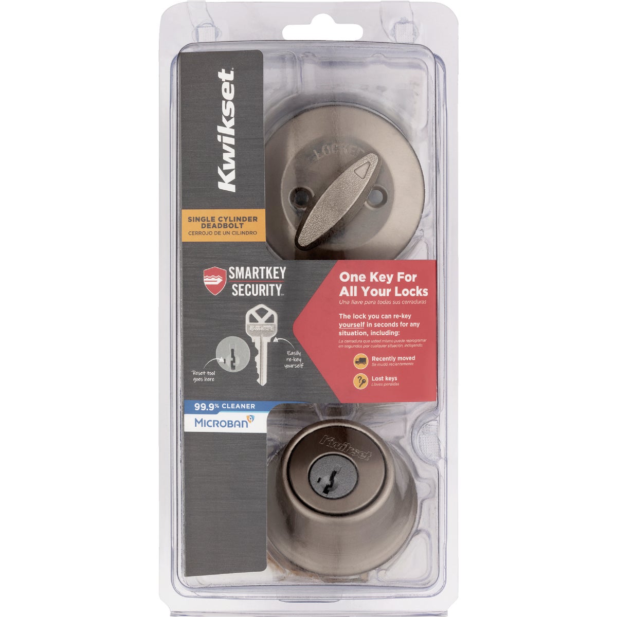 Kwikset 660 Single Cylinder Deadbolt with SmartKey, Satin Nickel Image 2