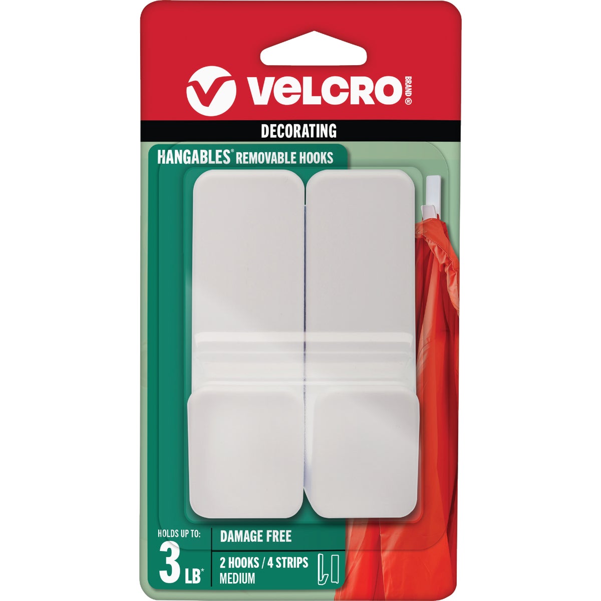 Velcro Brand Hangables 3 Lb. Capacity White Removable Medium Hook (2 Count)