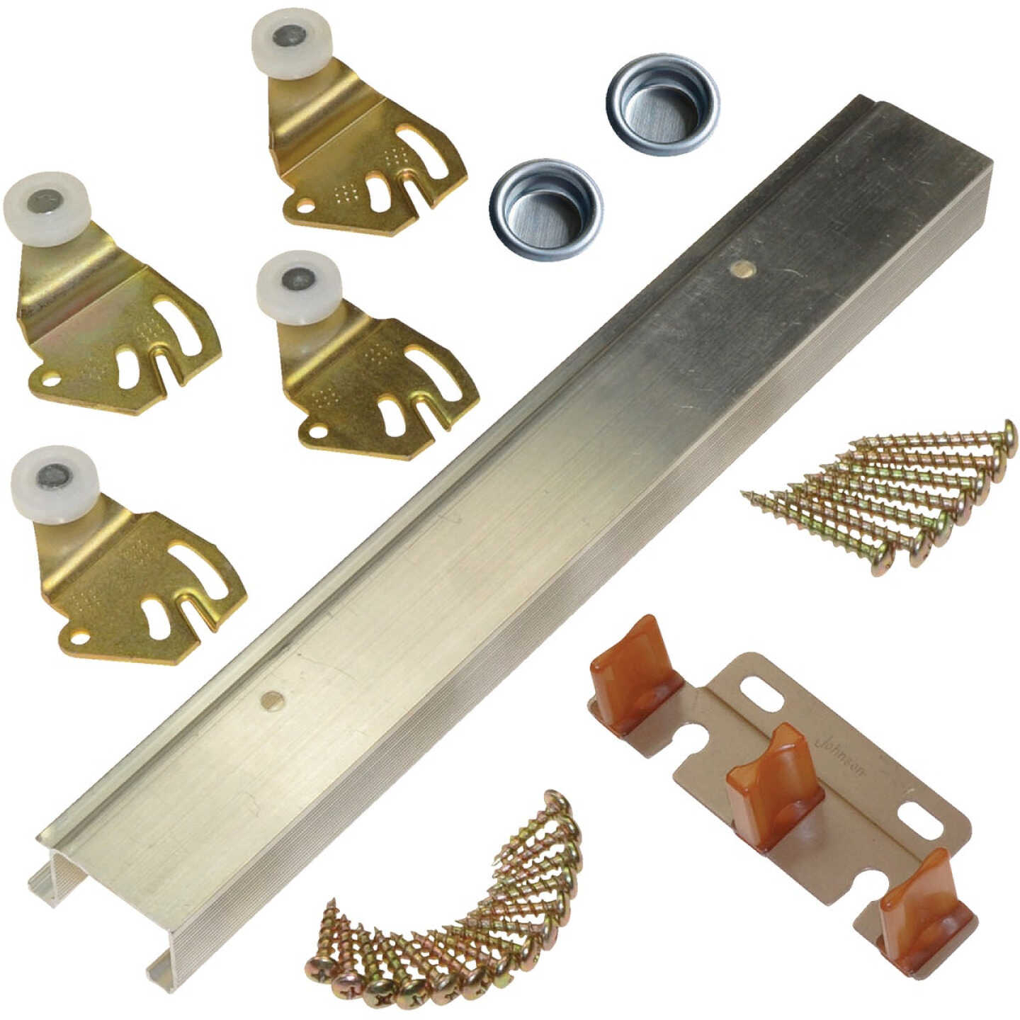 Johnson Aluminum 72 In. Bypass Door Hardware Set Image 1