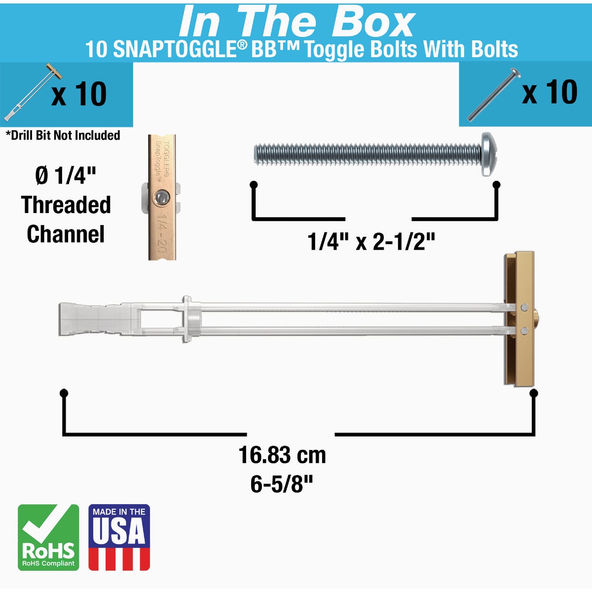 Toggler Snaptoggle 1/4 In.-24 x 2 In. Toggle Bolt (10-Count) Image 2