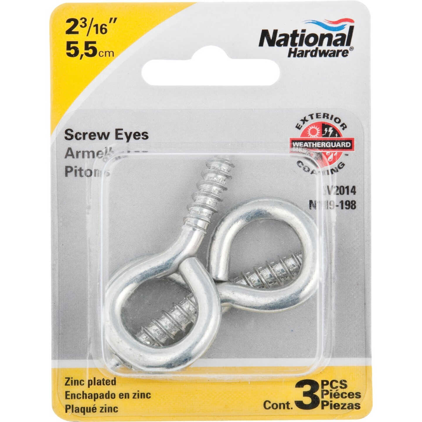 National Hardware #4 Zinc Large Screw Eye (3 Ct.) Image 2