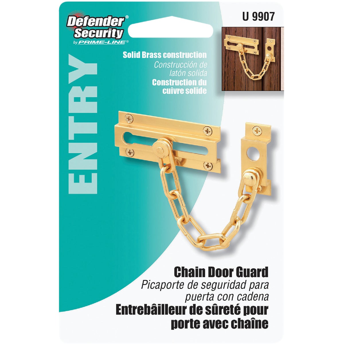 Defender Security Brass Chain Door Guard Image 2