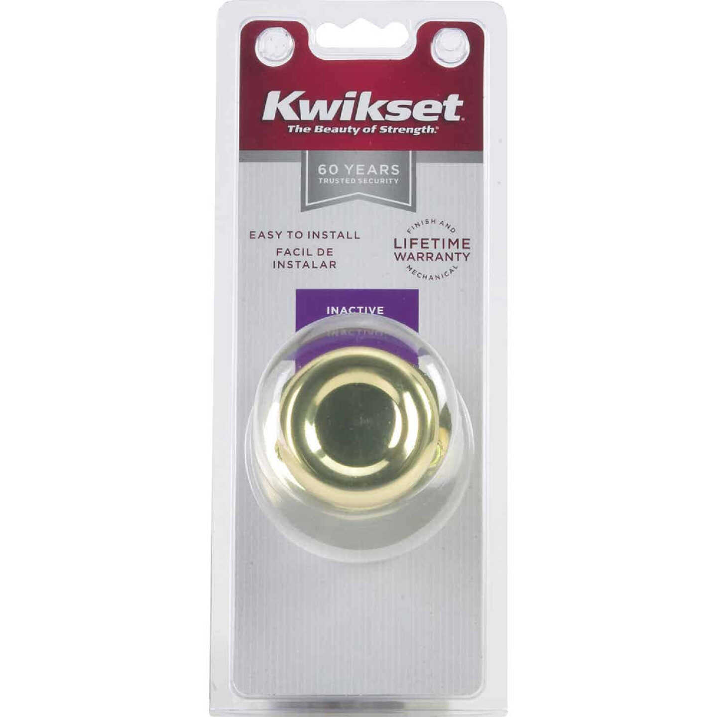 Kwikset Polished Brass Tylo Dummy Door Knob Image 2