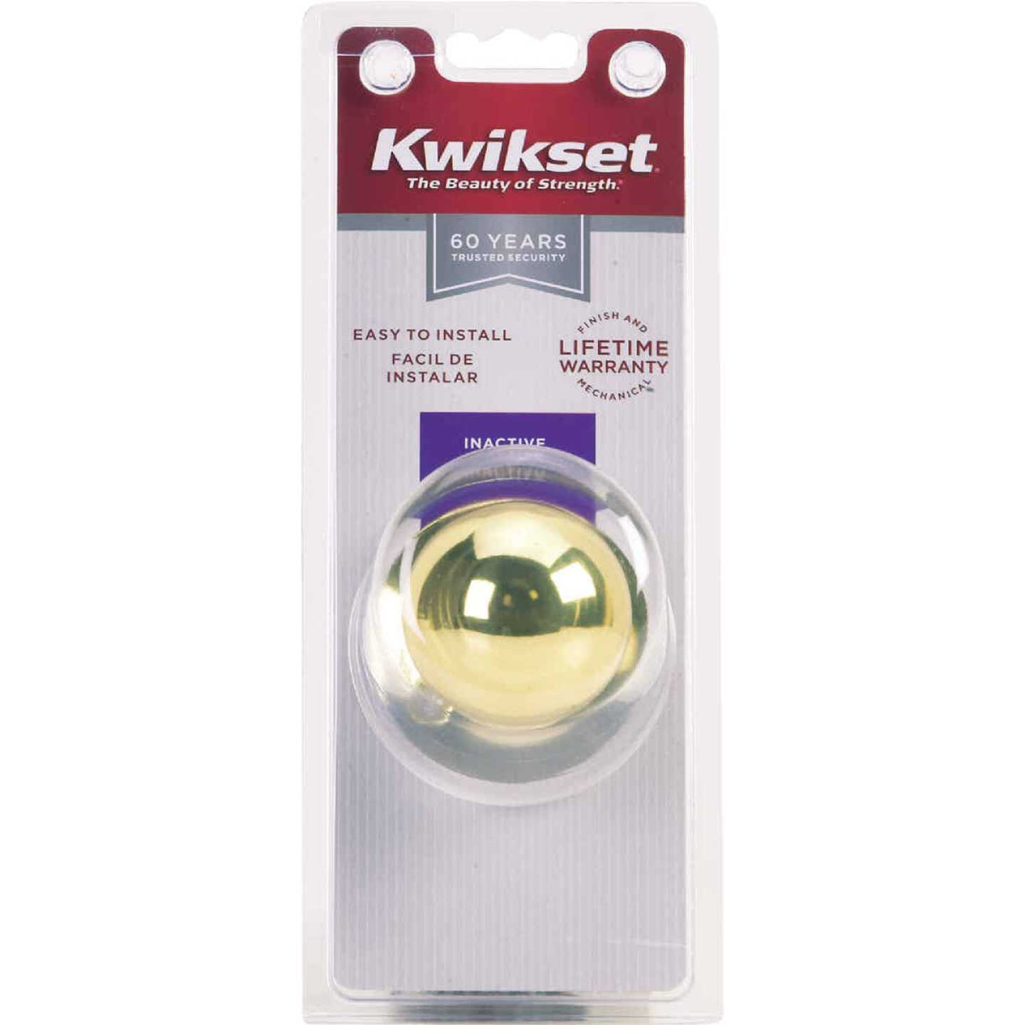 Kwikset Polished Brass Polo Dummy Door Knob Image 2