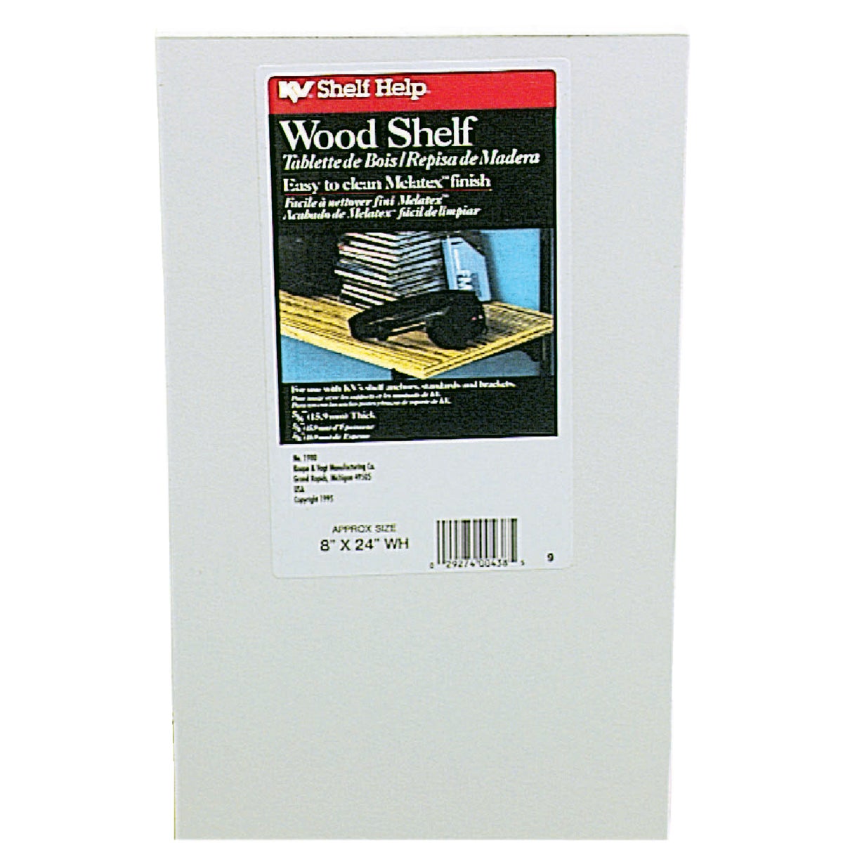 Knape & Vogt 8 In. x 24 In. White All-Purpose Shelf