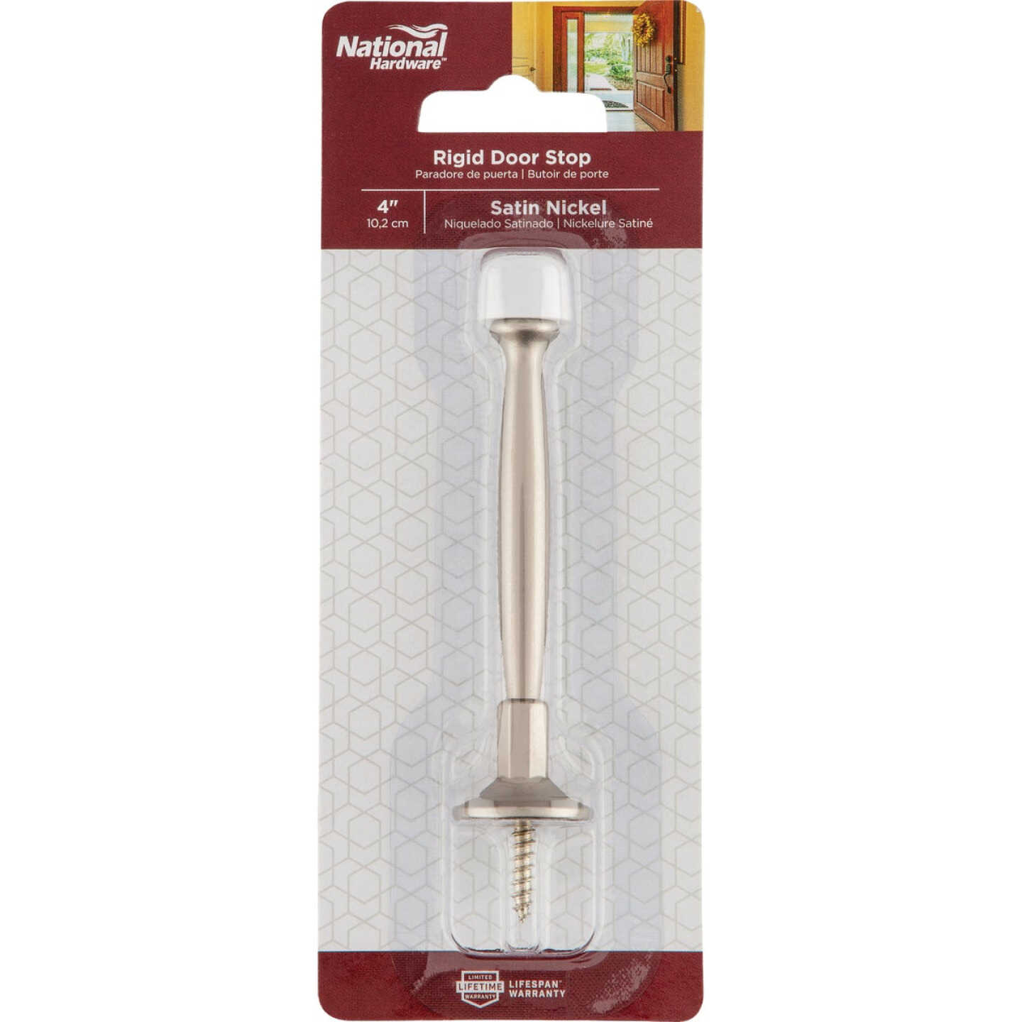 National Hardware 4 In. Satin Nickel Rigid Door Stop Image 2
