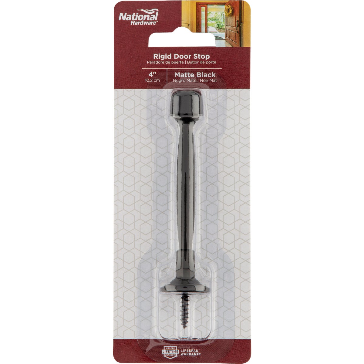National Hardware 4 In. Matte Black Rigid Door Stop Image 2