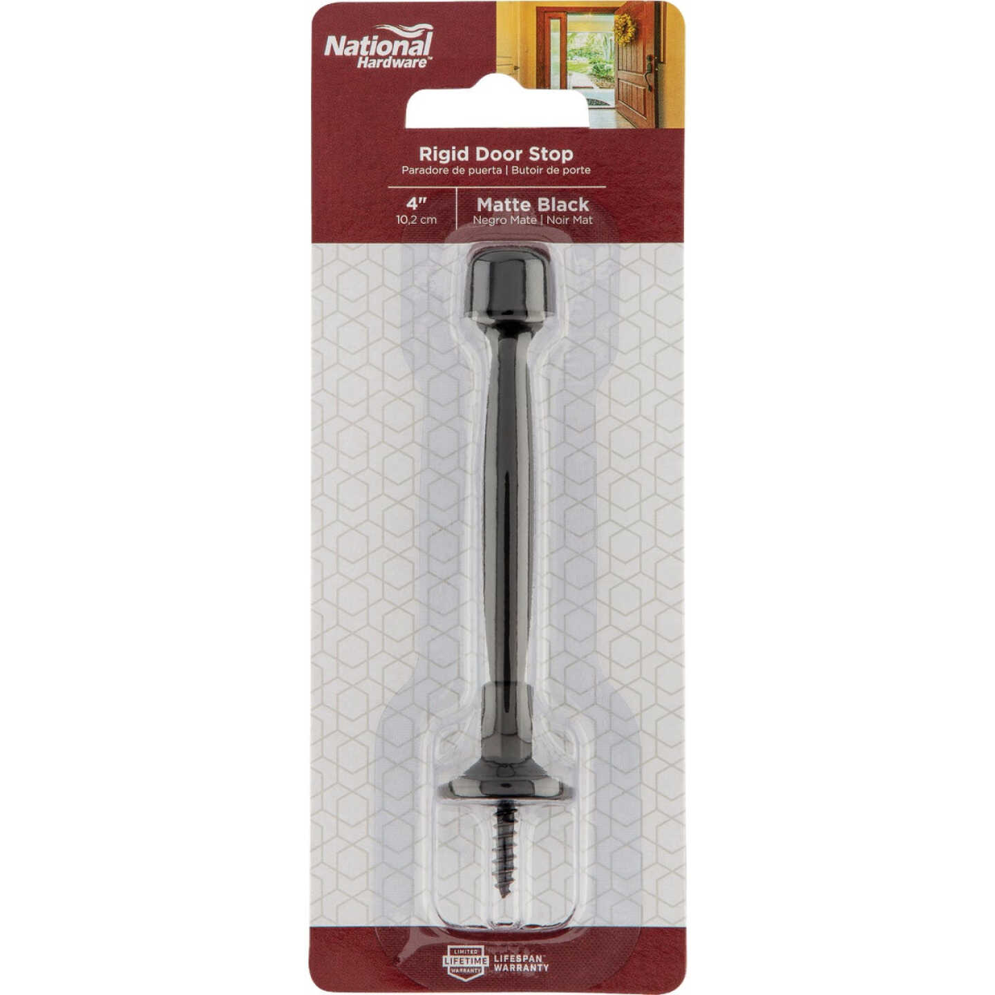 National Hardware 4 In. Matte Black Rigid Door Stop Image 2