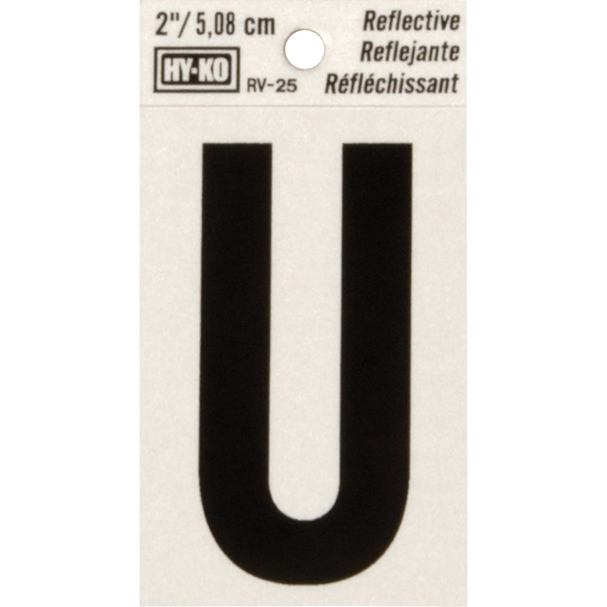 Hy-Ko Vinyl 2 In. Reflective Adhesive Letter, U Image 1