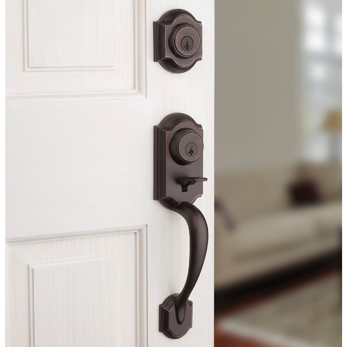 Kwikset Montara Handleset with Juno Knob SmartKey, Venetian Bronze Image 2