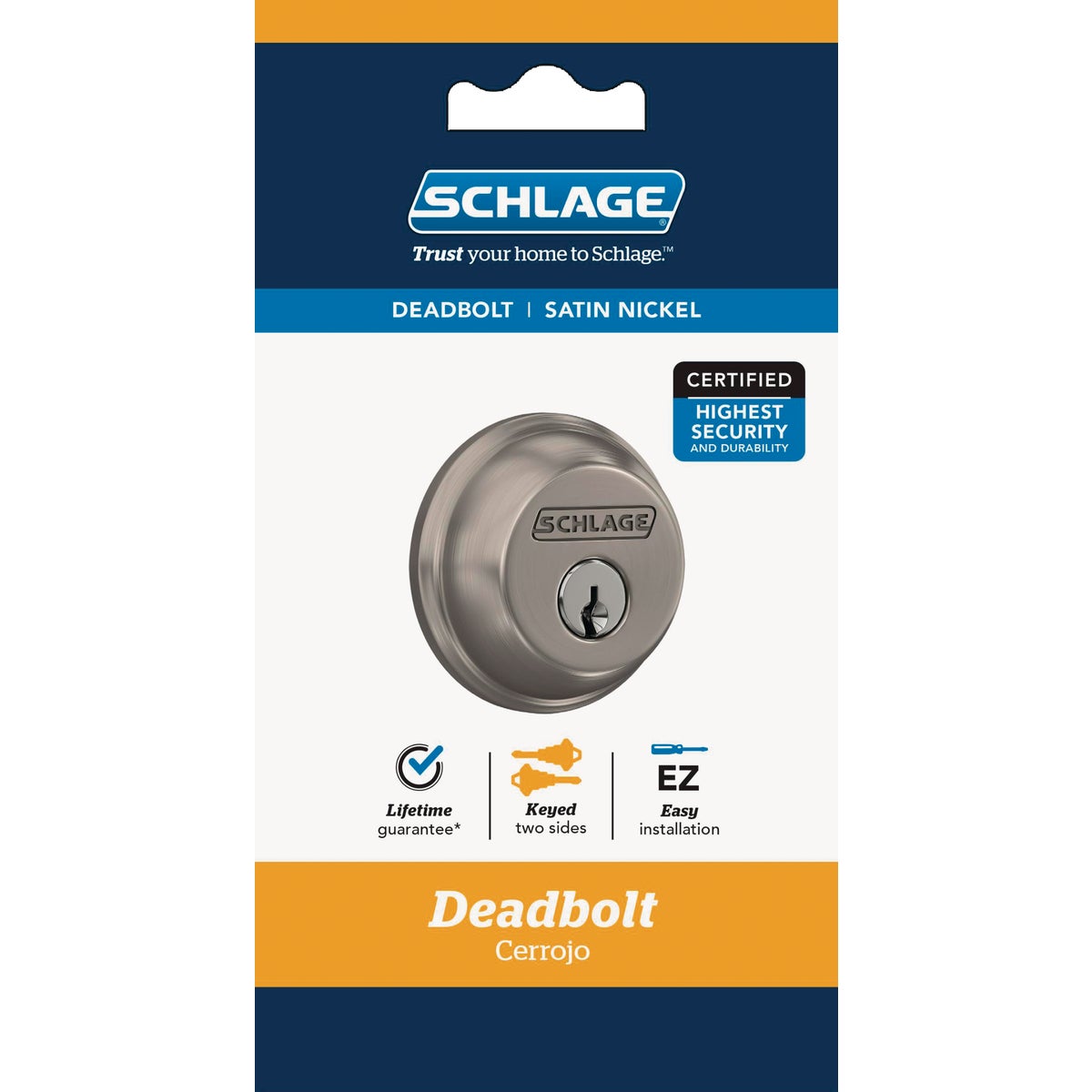Schlage B-Series Satin Nickel Double Cylinder Deadbolt Image 2