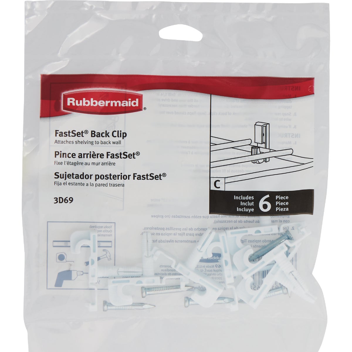 Rubbermaid White Direct Mount Back Clip (6-Count) Image 2