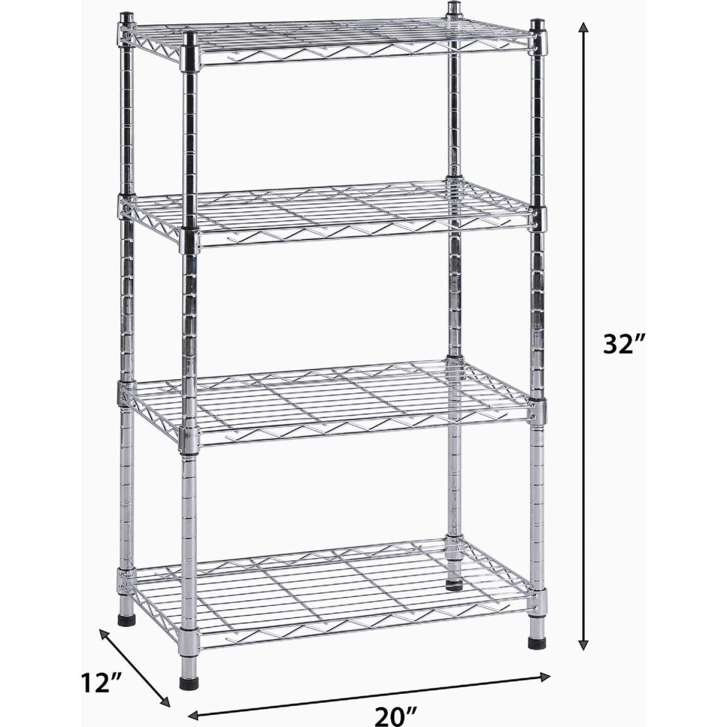 Muscle Rack 20 In. x 12 In. x 32 In. 4-Tier Chrome Wire Shelving Unit Image 3