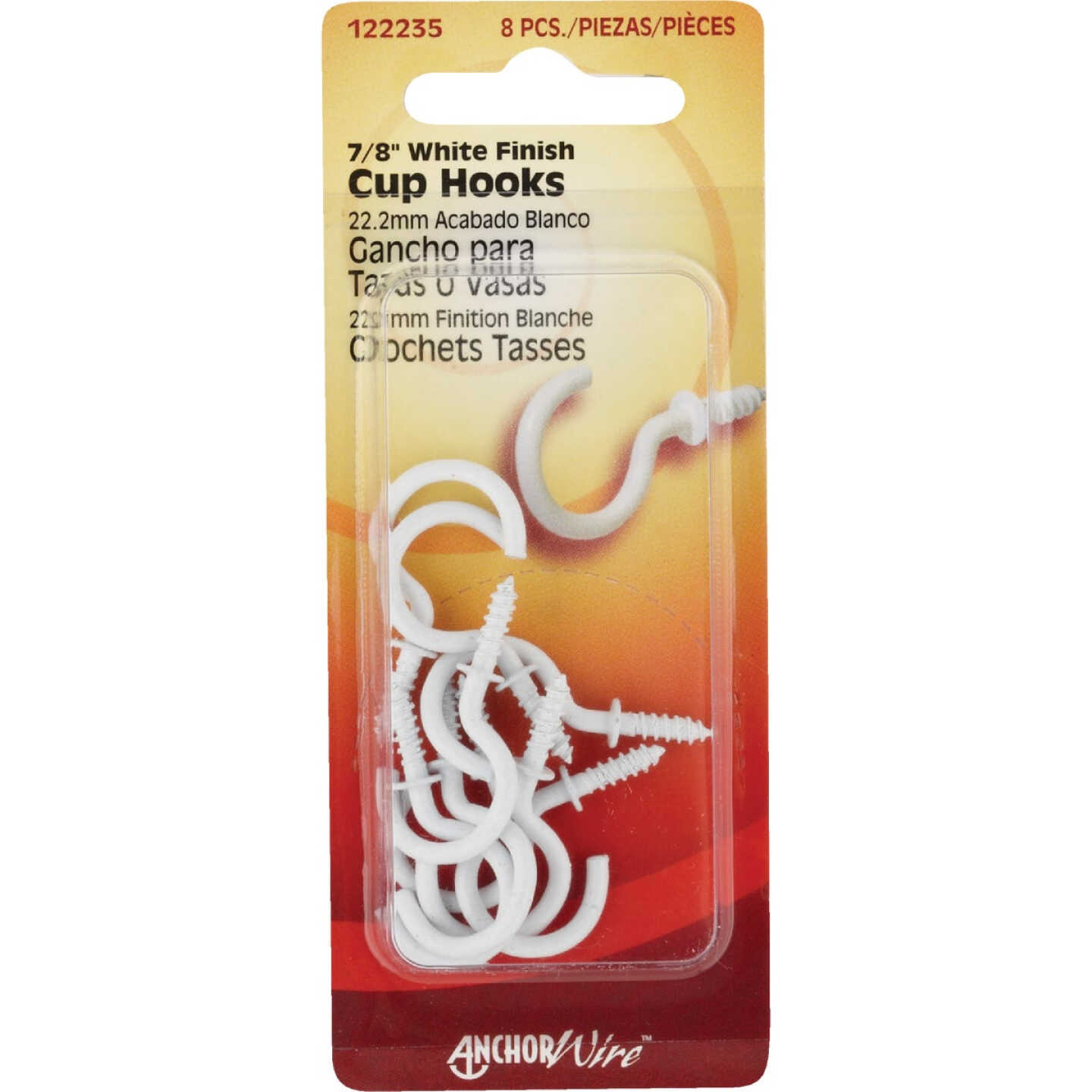 Hillman 7/8 In. White Anchor Wire Cup Hook (8 Count) Image 1