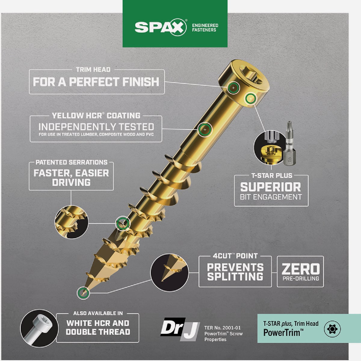SPAX #8 x 1-1/2 In. T10 Plus Cylindrical Head HCR (Exterior Rated) Yellow Trim Screw (100-Count) Image 3