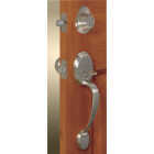 Steel Pro Brushed Nickel Entry Door Handleset with Half Round Interior Knob Image 2