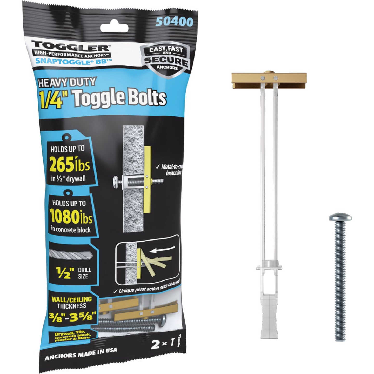Toggler Snaptoggle 1/4 In.-24 x 2 In. Toggle Bolt (2-Count) Image 1