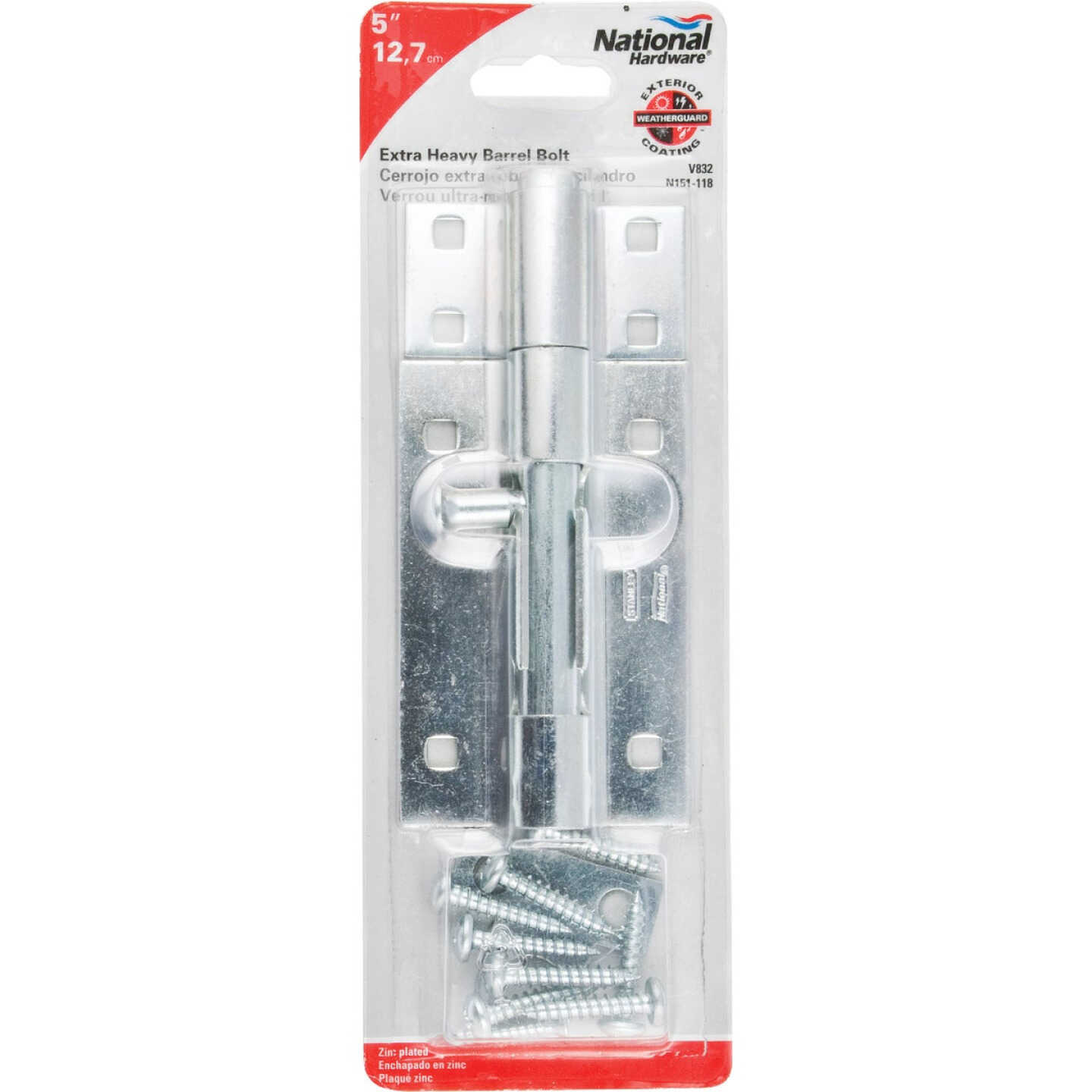 National Hardware 5 In. Zinc Extra Heavy Door Barrel Bolt Image 2