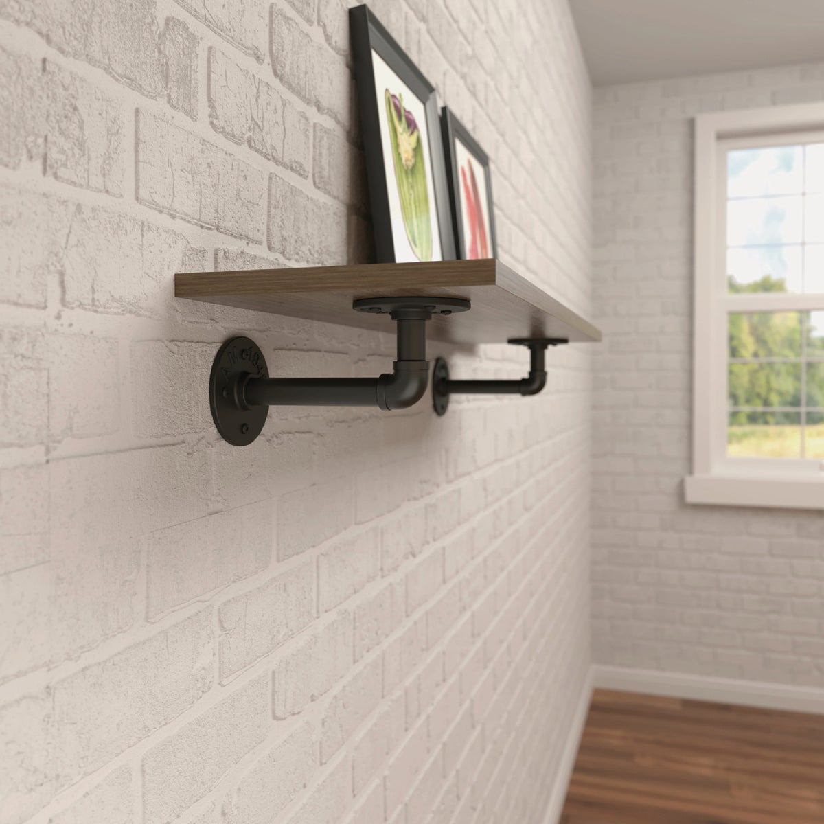 Knape & Vogt Birmingham 8 In. Black Elbow Pipe Shelf Bracket Image 2