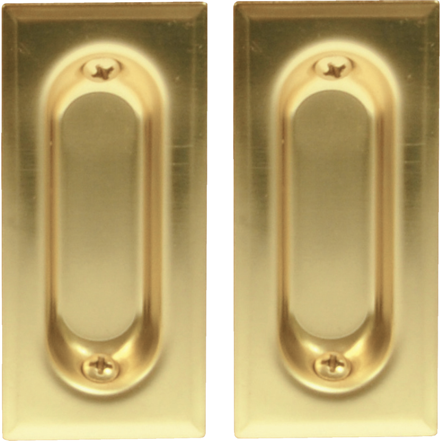 Johnson Hardware 3 In. Rectangular Brass Flush Pocket Door Pull (2-Count) Image 1