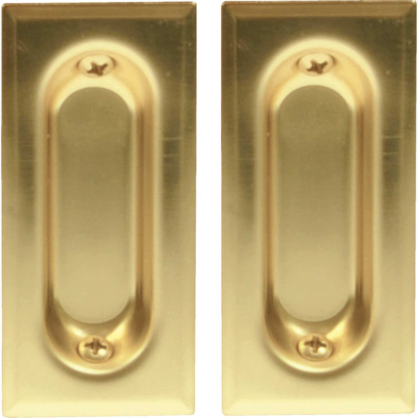Johnson Hardware 3 In. Rectangular Brass Flush Pocket Door Pull (2-Count) Image 1
