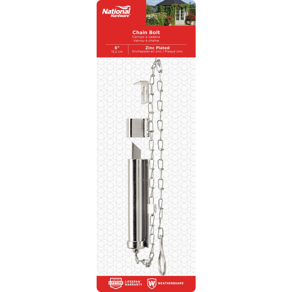 National Hardware Zinc Chain Bolt Image 2