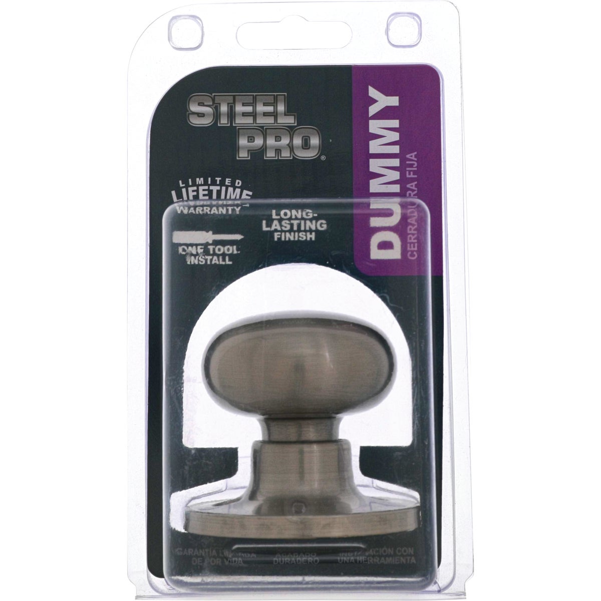 Steel Pro Brushed Nickel Dummy Door Knob Image 2