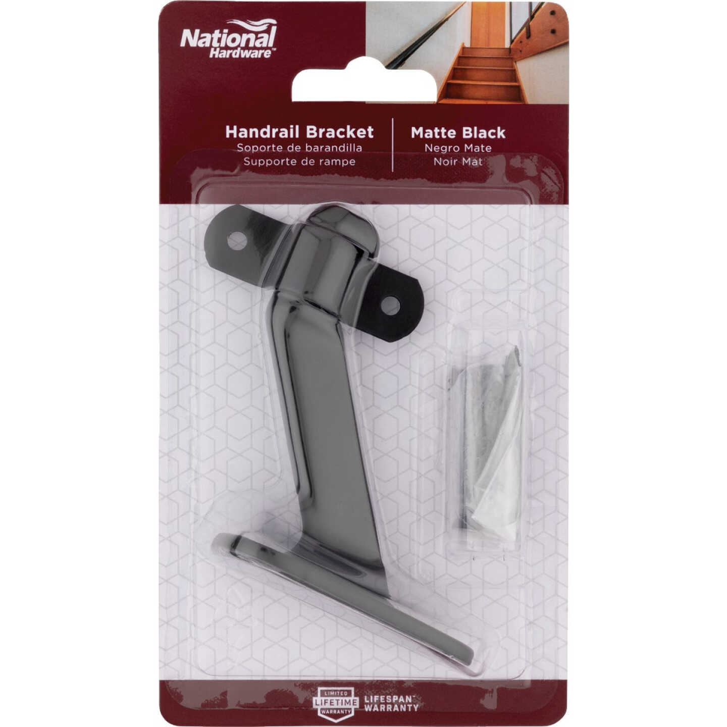 National Hardware Matte Black Handrail Bracket Image 2