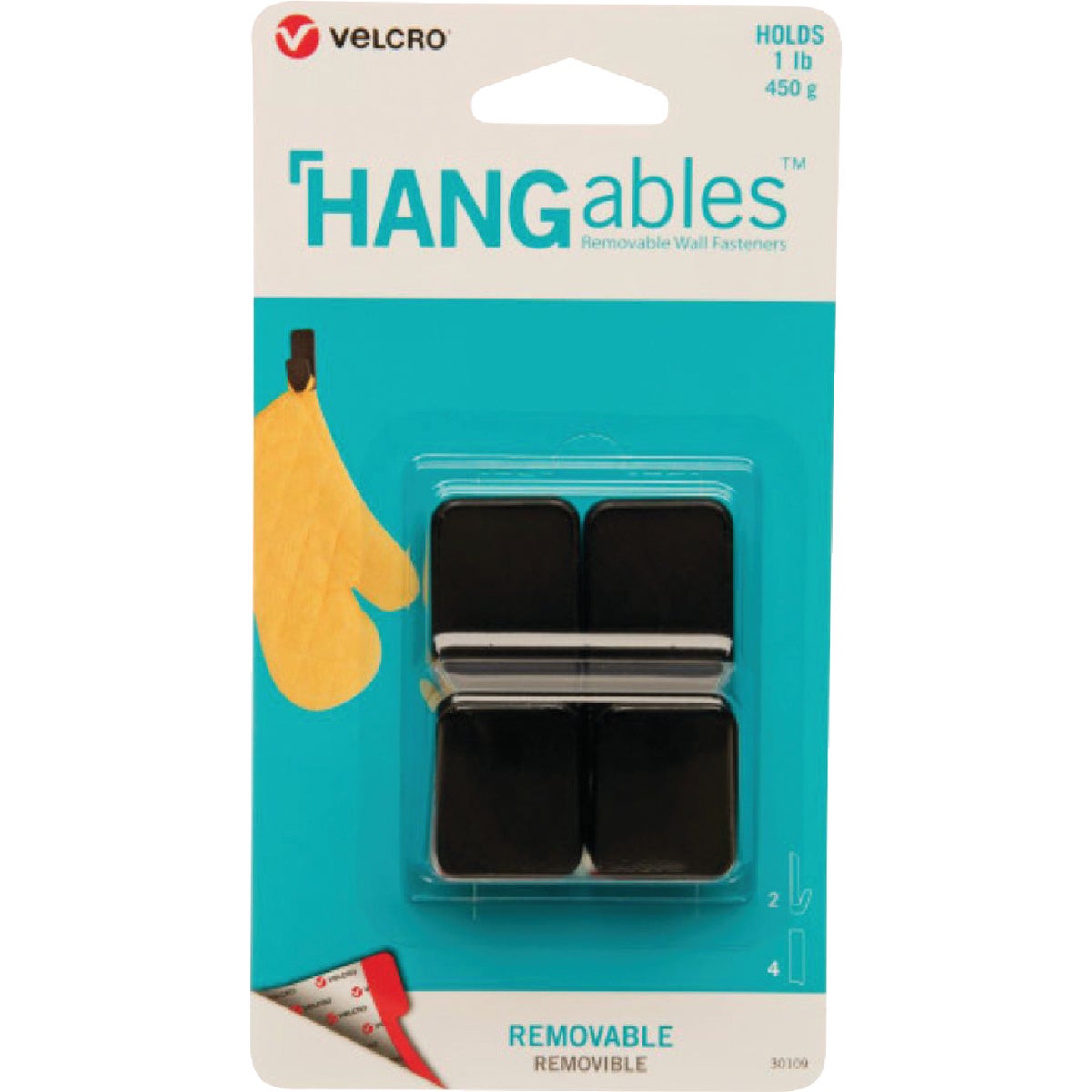 Velcro Brand Hangables 3 Lb. Capacity Black Removable Medium Hook (2 Count)