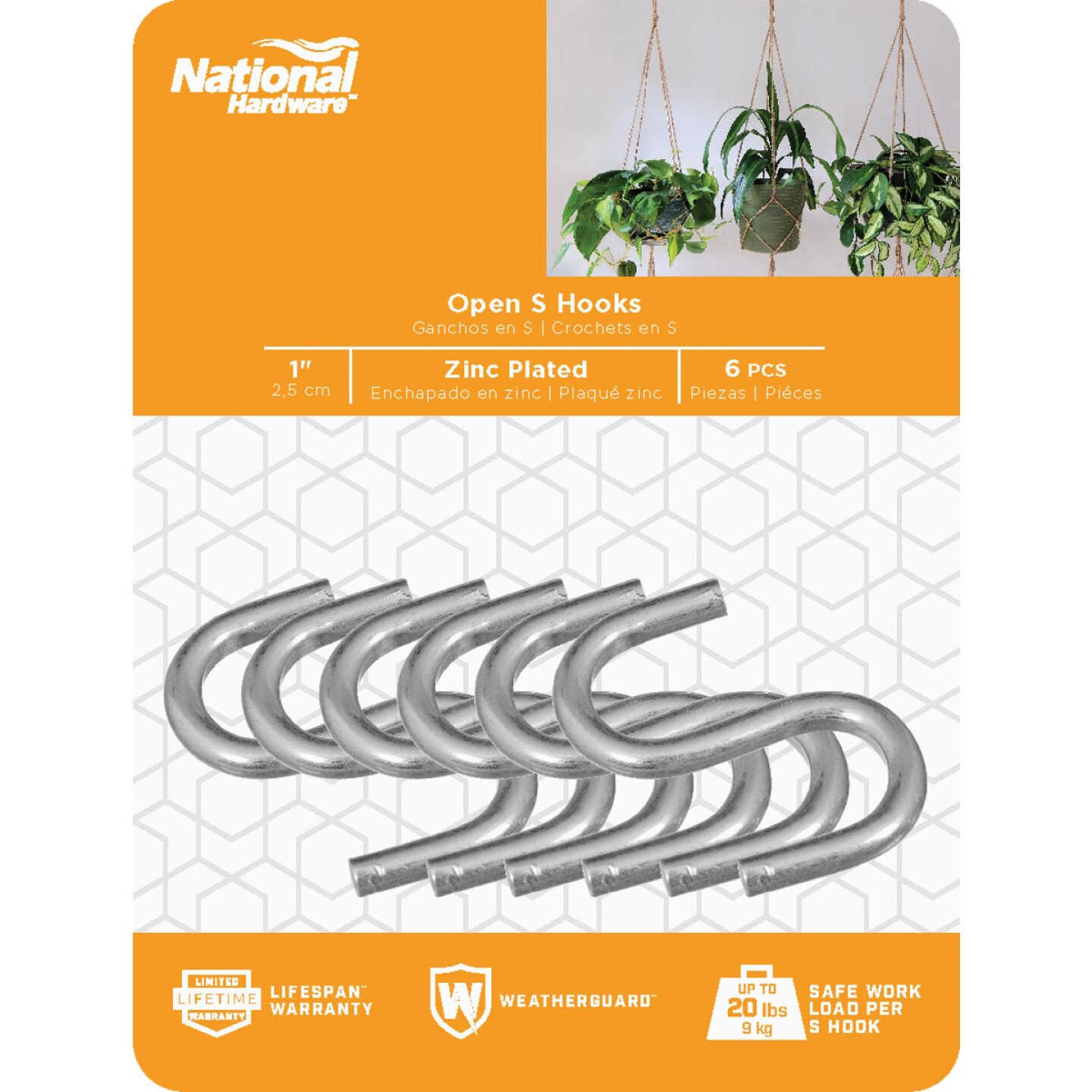 National Hardware 1 In. Zinc Heavy Open S Hook (6 Ct.) Image 2